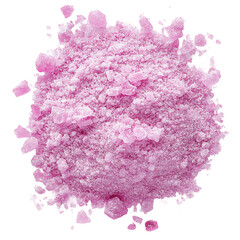 high-quality pink salt powder with natural texture on white background

