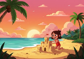 Sunset Sandcastle Dreams