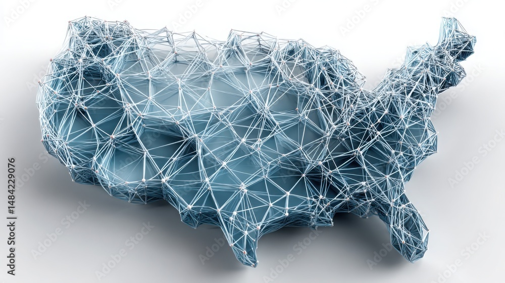 Poster the united states map with network of connected lines for automated monetary access equity checker v