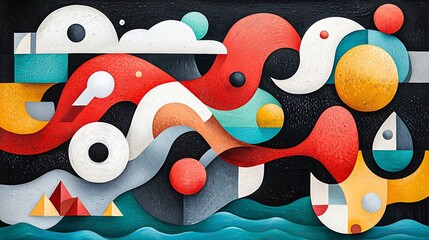 Vibrant abstract artwork. Geometric shapes, contrasting colors. Bold composition