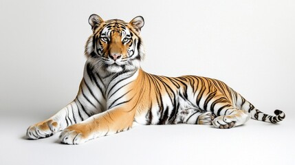 Naklejka premium Striking photograph of a tiger in a serene pose.