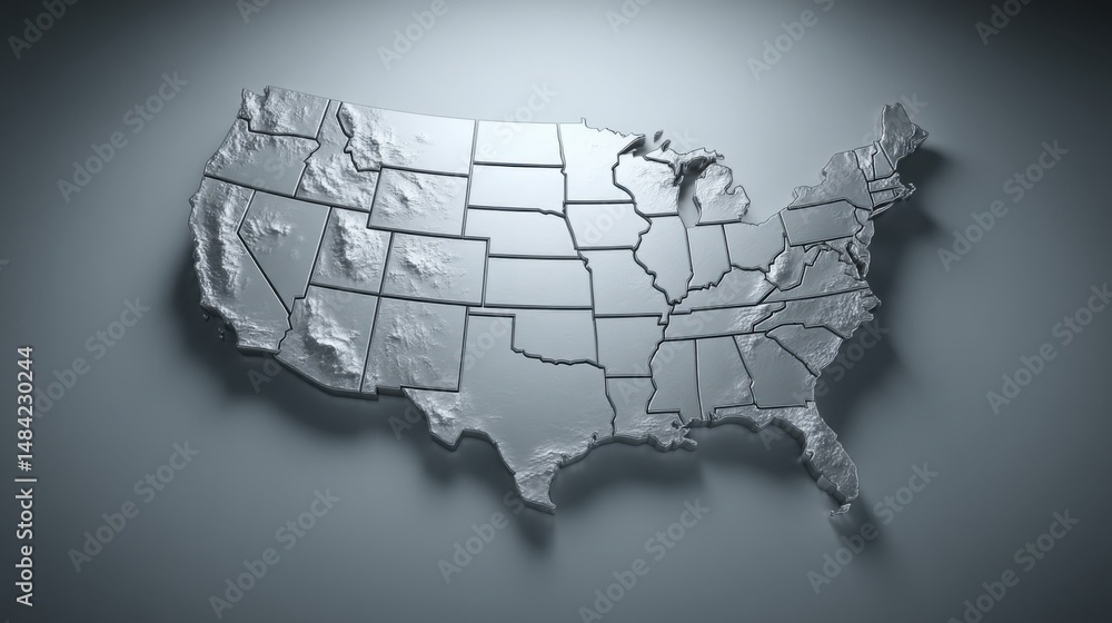 Poster united states map portrayed in white color for blockchain-authenticated debt lifecycle dashboard and