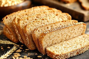 Sliced Whole Wheat Bread with Sesame Seeds Close-up Photography, Food Photography, Bakery, Bread Bakery, Food Photography