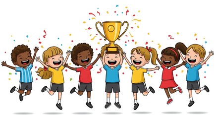 Fototapeta premium Kids Celebrating Soccer Victory