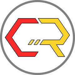 CR Letter Initial Logo Design Template Vector Illustration. Red Yellow Typography on White Background