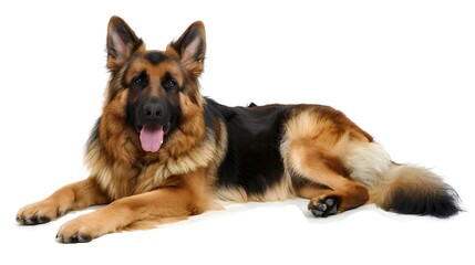 Cute German Shepherd dog is on isolated white background