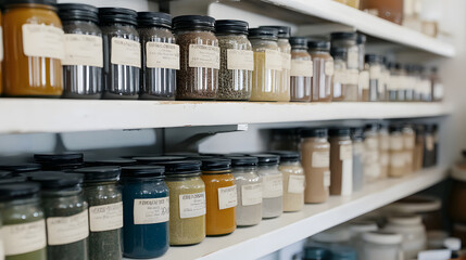 Exploring vibrant pigments art supply store creative hub product showcase bright environment up-close view color theory