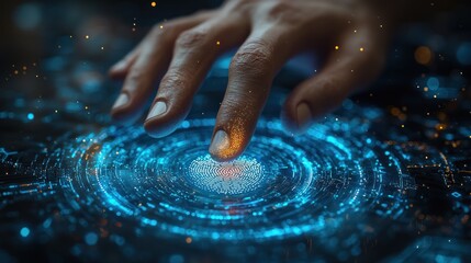 Biometric Authentication, FingerPrint Scanning Futuristic Technology