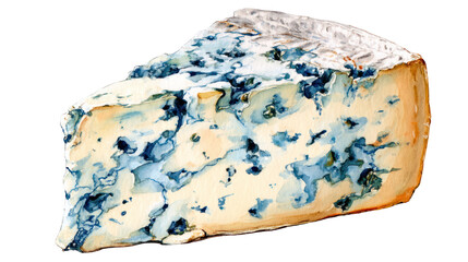 Watercolor Blue Cheese Clipart Illustration — Gourmet Dairy Art on Transparent Background

