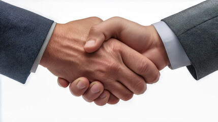 Obraz premium Close-up of two professional businessmen shaking hands in a corporate office setting representing partnership agreement and business collaboration