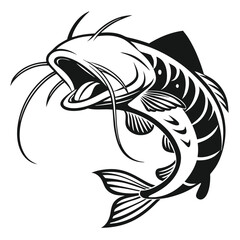 Naklejka premium a-silhouette-vector-of-an-angry-catfish-face--larg.eps