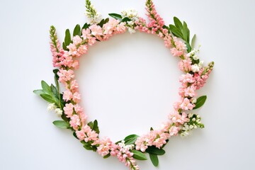 Delicate floral wreath arrangement on a light background.