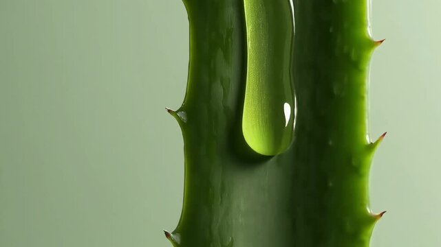 Close-up of a green aloe vera stem with clean lighting. Perfect for skincare, wellness, or botanical themes.