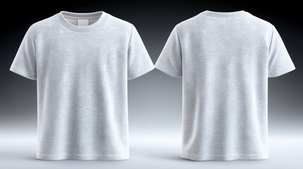 Heathered Gray T Shirt Mockup  Front  Back   Side Views