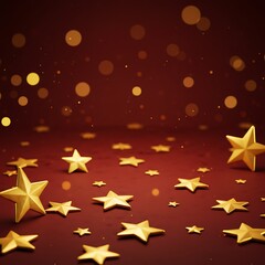 Golden Stars on Crimson: Festive 3D Render AI Generated