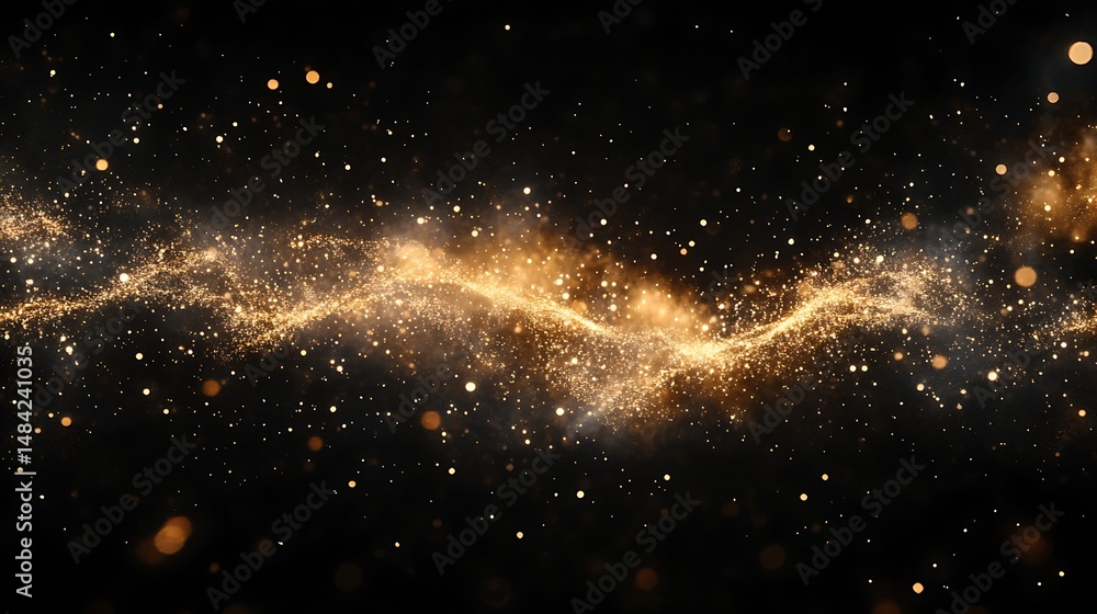 Poster gold particle stream abstract background
