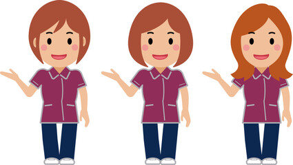 こちらへ、と笑顔のえんじ色の制服の女性看護師