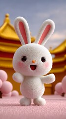 The Mid-Autumn Festival can be patriotic tide wind jade rabbit traditional festival custom of appreciating the moon illustration