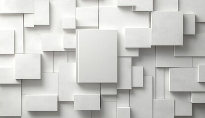 Abstract white geometric background with books
