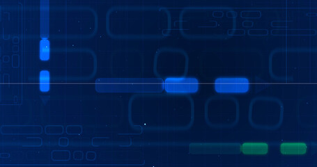 Technology Big data model training NLM NLP circuitory Circuit moving bg. Electricity flowing electrons science concept. HUD interface dynamic moving shapes viewfinder in games movies, title video.