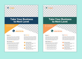 a bundle of 2 templates business flyer design, in blue color, and modern design,marketing,medical proposal, promotion, advertise, publication and editable vector template design