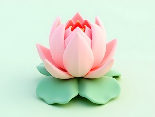 3D illustration of lotus leaves during the Beginning of Summer solar term, and illustration of lotus flowers blooming in the summer pond during Xiaoshu
