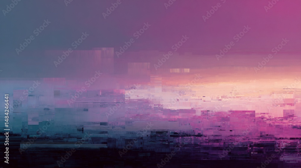 Poster abstract vista with textured color transition creating a mesmerizing digital skyline