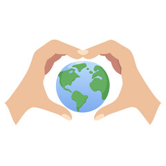 Hands Forming Heart Around Earth - Love the Planet Icon