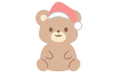 シンプルでかわいいサンタのクマのイラスト