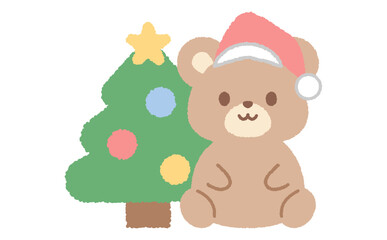 シンプルでかわいいサンタのクマのイラスト