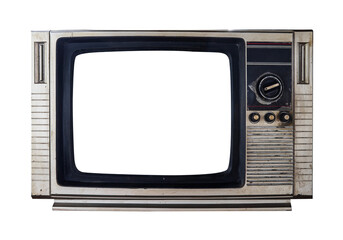 vintage old television isolated on white