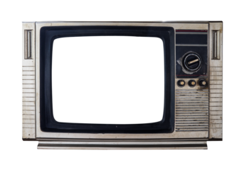 vintage old television isolated on white
