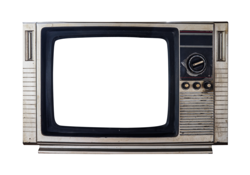 vintage old television isolated on white