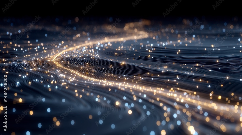 Poster abstract network global connections digital flow data stream business expansion