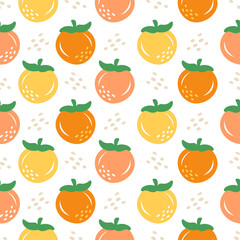 Oranges hand drawn, seamless vector design for print on fabric and other uses.