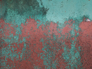 Old green paint on the rust metal 