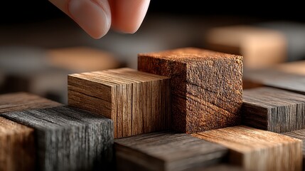 Strategic Growth  Wooden Blocks Business Concept