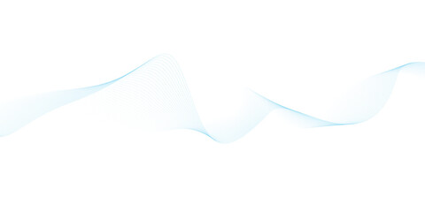 Abstract blue smooth wave on a white background. Dynamic sound wave. Design element. Vector illustration. 