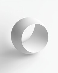 Abstract White Ring Shape on White Background