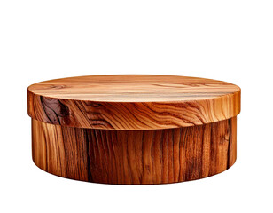 Minimal wooden slab podium product display isolated on transparent or white background