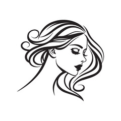 elegant abstract female faces in single line art silhouette