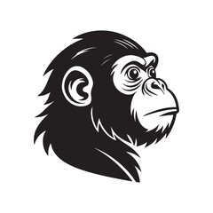 Fototapeta premium Monkey head silhouette black