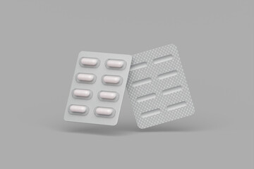 Pill Blister Moockup. 3D Render
