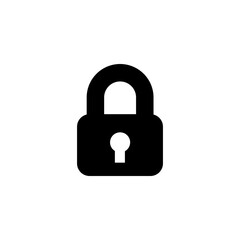 Lock icon. Simple solid style. Locker, closed, padlock, key, symbol, private, web, flat, password, safety, secure concept. Vector illustration isolated
