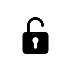 Unlock icon. Simple solid style. Locker, open, padlock, key, symbol, private, web, flat, password, safety, secure concept. Vector illustration isolated