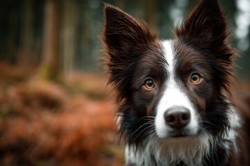 Border Collie Focused in the Forest