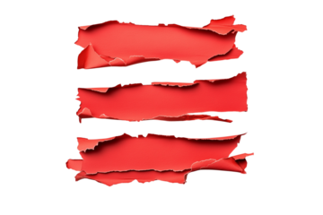 Ripped red paper, sharp jagged edges, contrast, dark background, cut out transparent