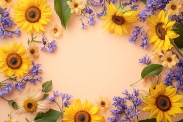 Obraz premium Delicate floral arrangement on a pastel backdrop.