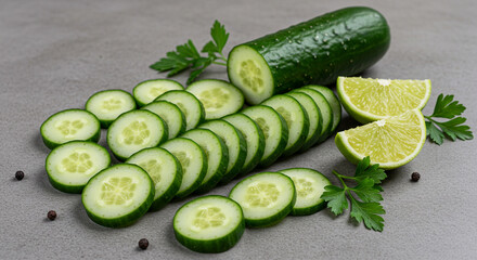 Fresh Green Cucumber: Close-up of a Whole Cucumis