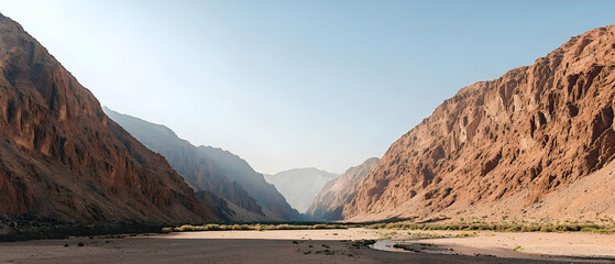 Desert Canyon Landscape Under Sunny Sky